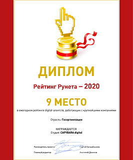 2020 Рейтинг рунета 9 место Госорганизации