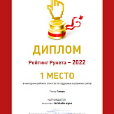 Подъехали дипломы от Рейтинга Рунета за 2022 год
